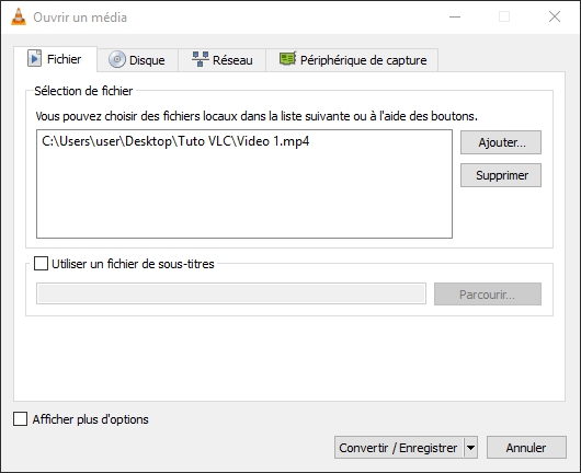 Convertir / enregistrer vlc